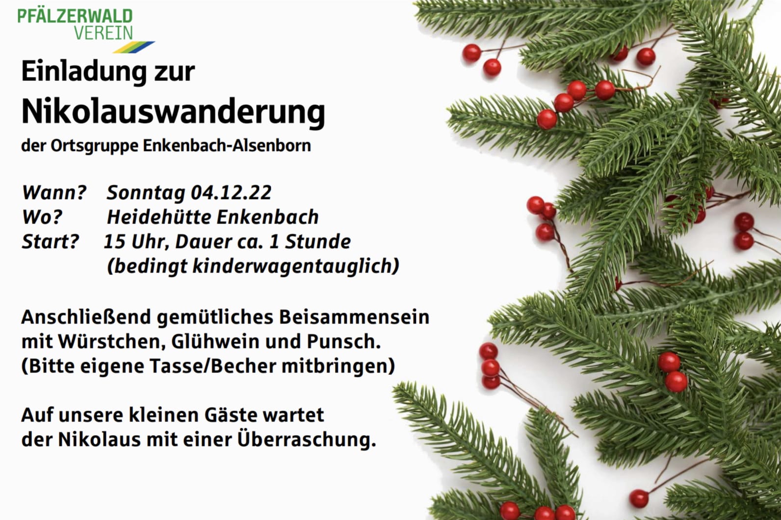 You are currently viewing 04.12.2022, So., Nikolaus an der Heidehütte in Enkenbach